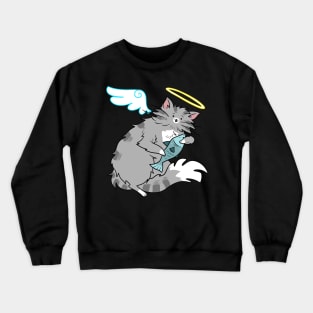 Fluffy Gray Tabby Cat Angel Crewneck Sweatshirt